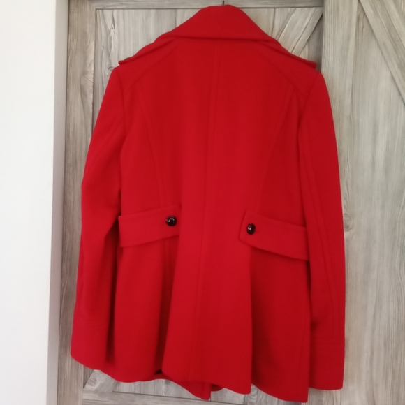UK Brand Planet Red Wool Cashmere Pea Coat 16 - Picture 3 of 11